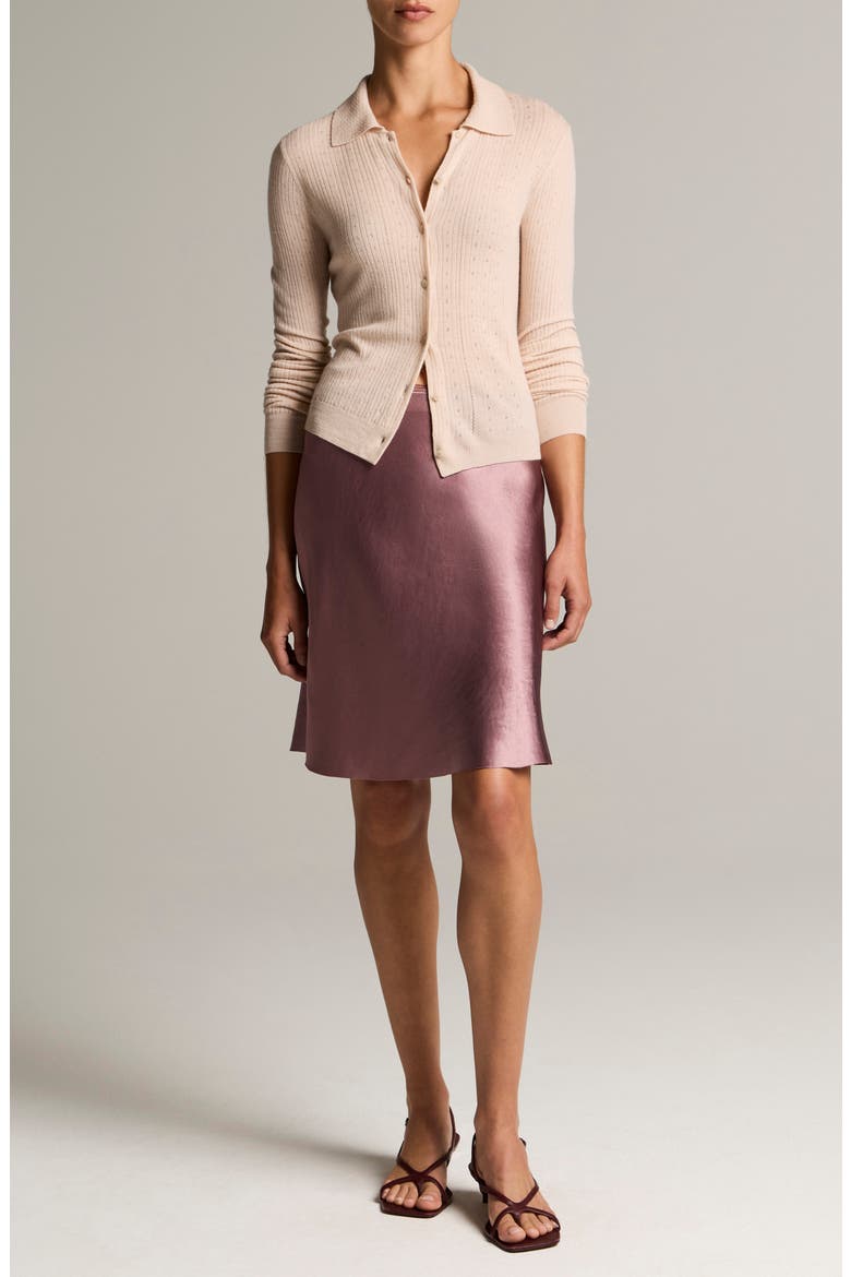 Pointelle Knit Wool Collared Cardigan, Alternate, color, BLUSH CLOUD