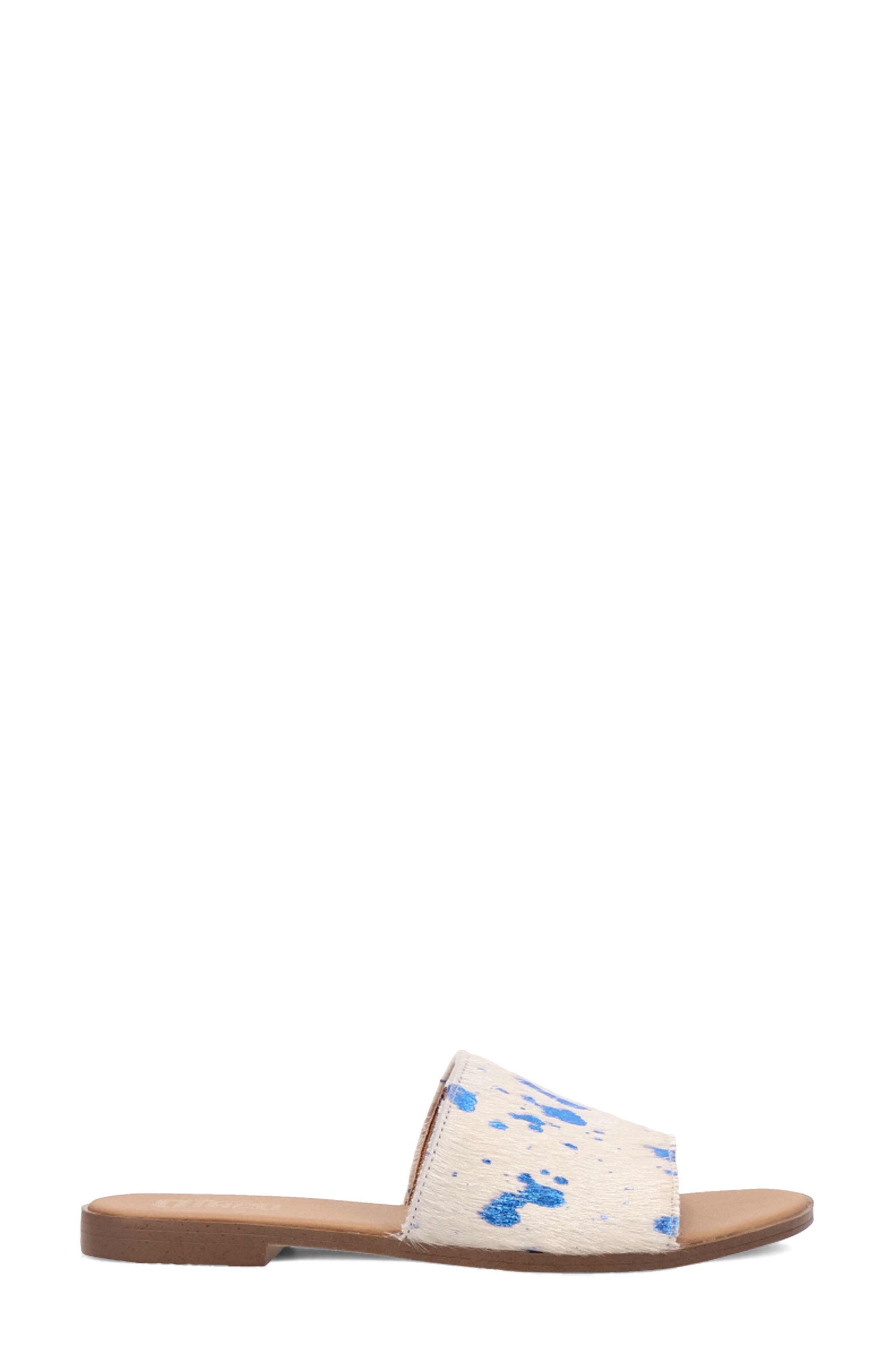 Moo Moo Genuine Calf Hair Slide Sandal, Alternate, color, BLUE