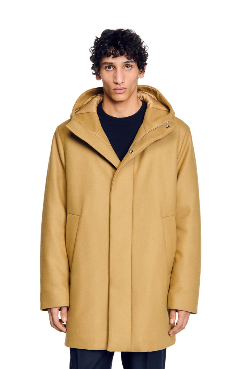 SANDRO Hooded wool parka, Alternate, color, 