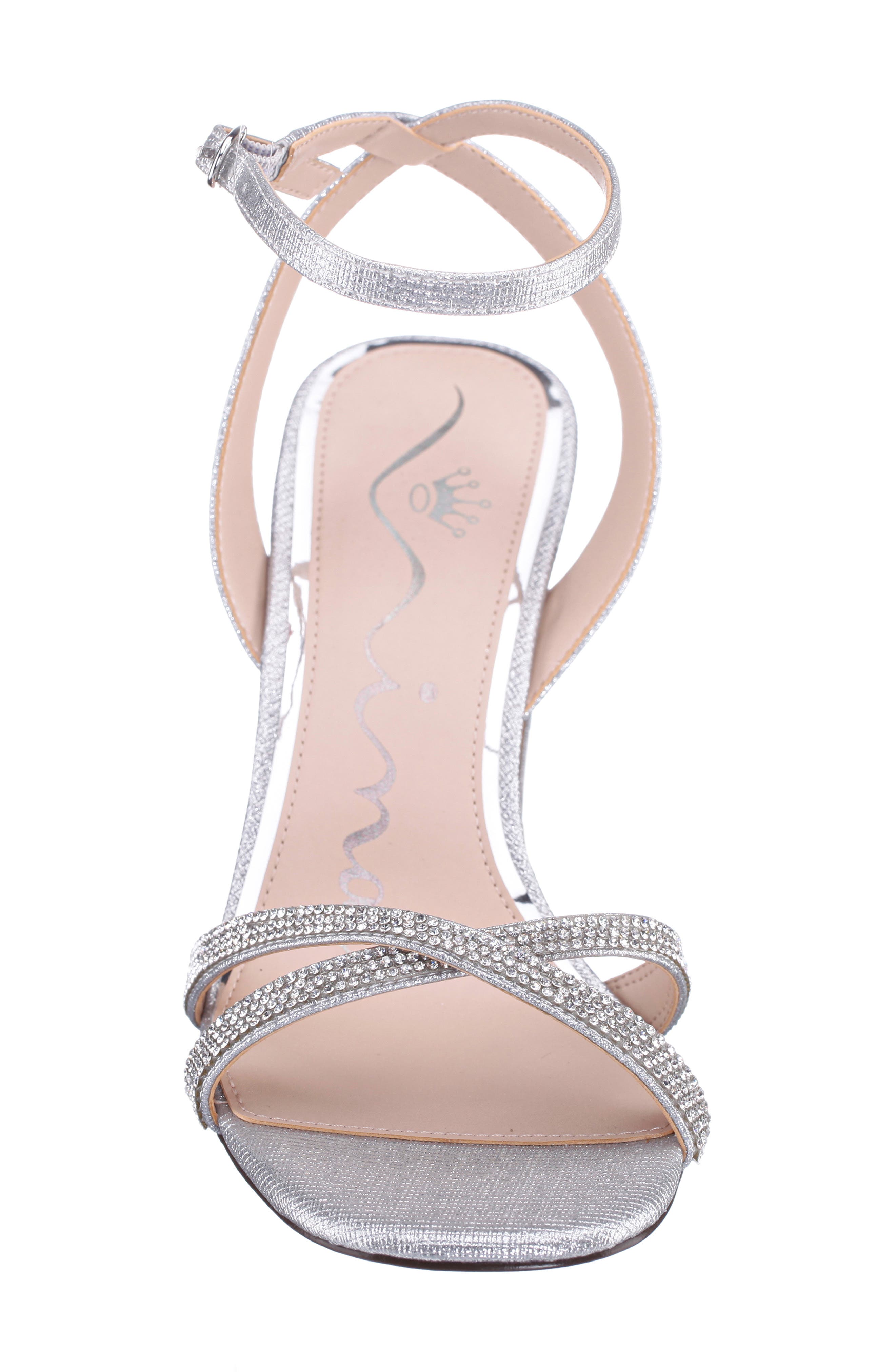 Nina Helga Ankle Strap Sandal, Alternate, color, Silver