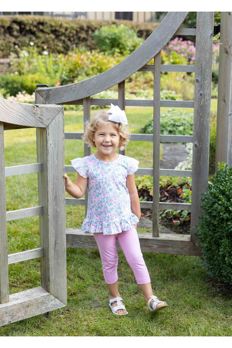 Floral Print Top with Capri Leggings, Alternate, color, Pink
