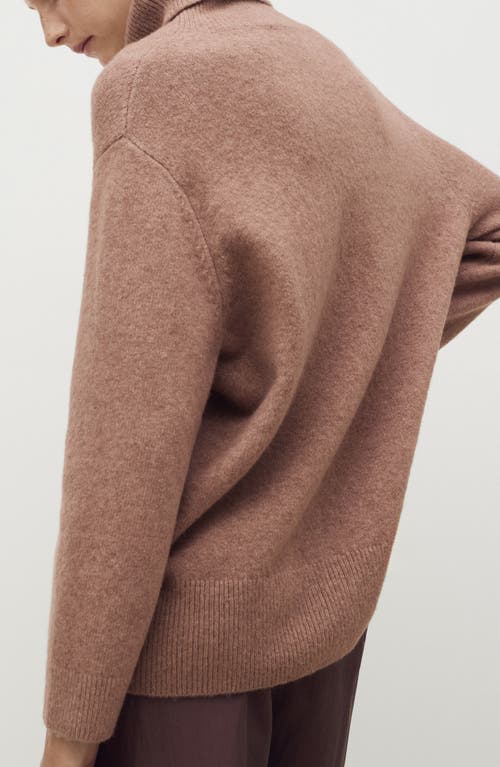 Mango Turtleneck Knit Sweater Medium Brown In Brown