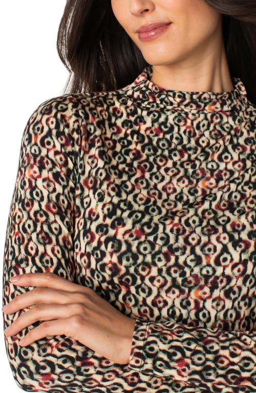 Liverpool Los Angeles Ikat Print Mock Neck Top In Neutral