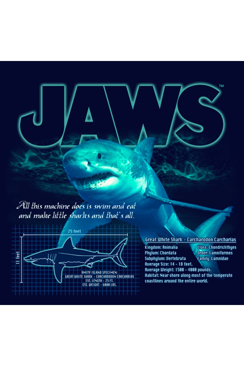 Boy's Jaws Shark Blueprint  Graphic T-Shirt, Alternate, color, Navy Blue
