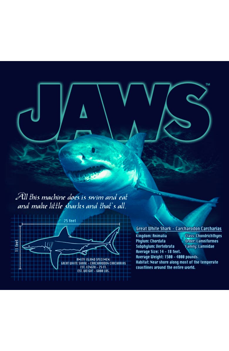 Jaws Boy's Jaws Shark Blueprint Graphic T-Shirt, Alternate, color, Navy Blue