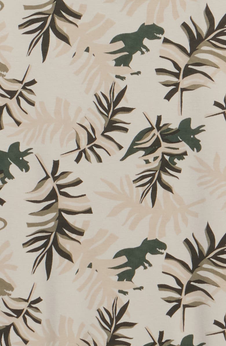 TINY TRIBE Dino Park Stretch Cotton Romper, Alternate, color, Beige Multi