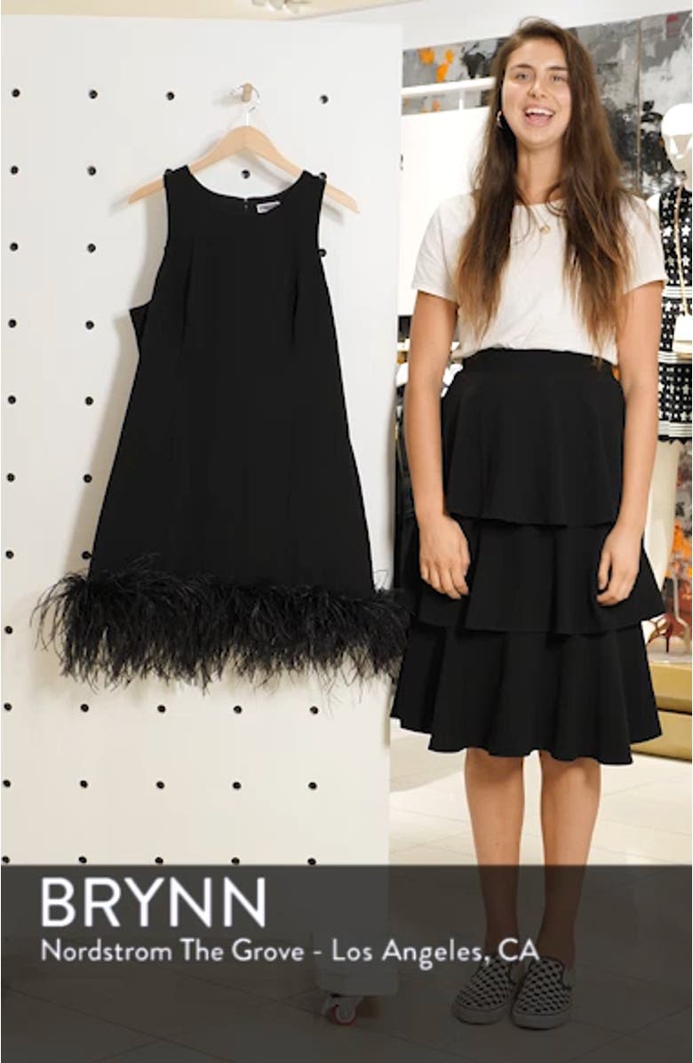 Feather Hem Sheath Dress, sales video thumbnail