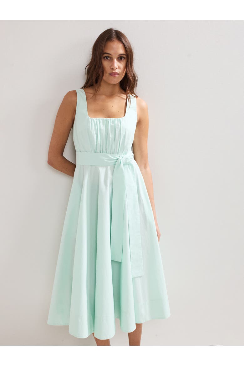 Melinda Cotton Tie Midi Dress, Alternate, color, Pale Green
