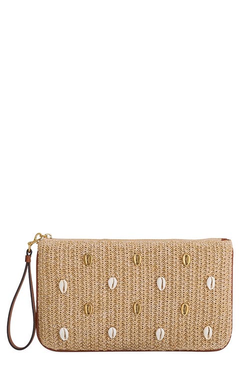 Ashlee Raffia Wristlet Pouch