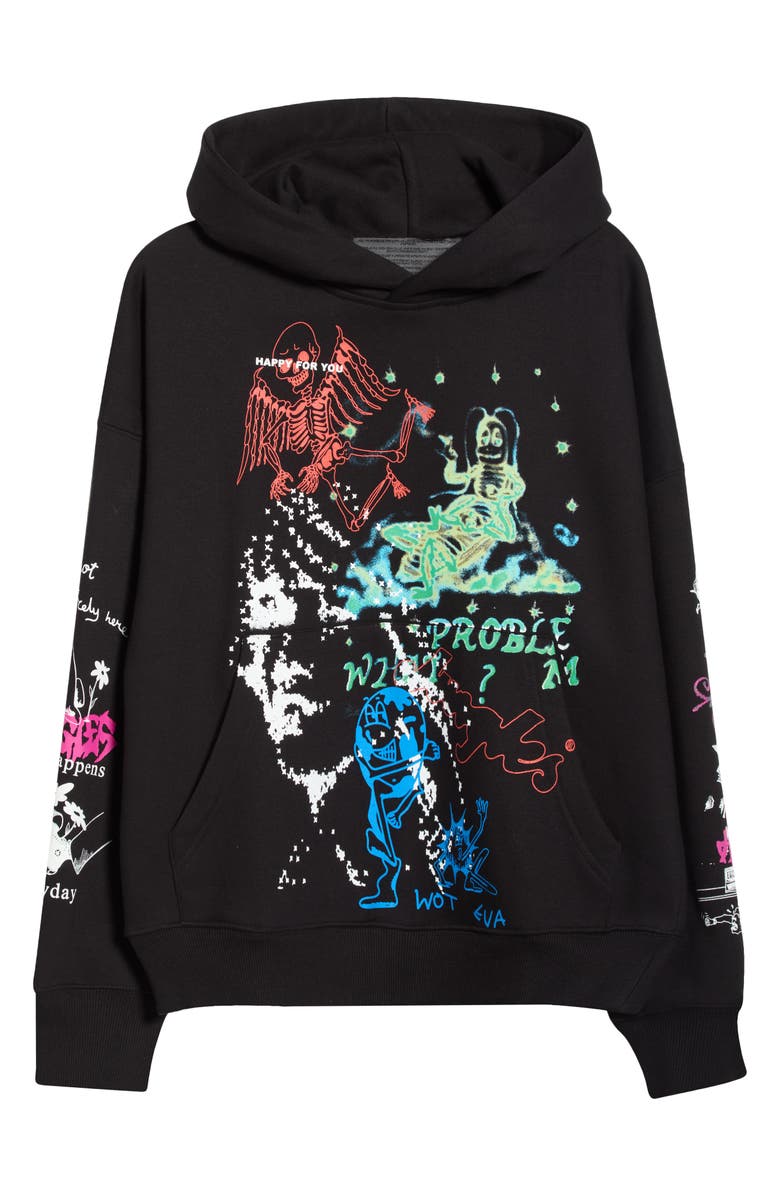JUNGLES Winter 25 Test Print Pullover Hoodie, Main, color, Black
