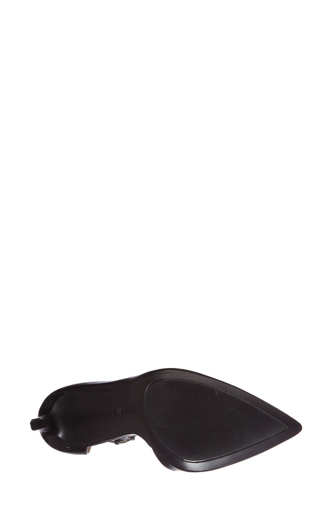 'Teecup' Half D'Orsay Pump, Alternate, color, BLACK LEATHER