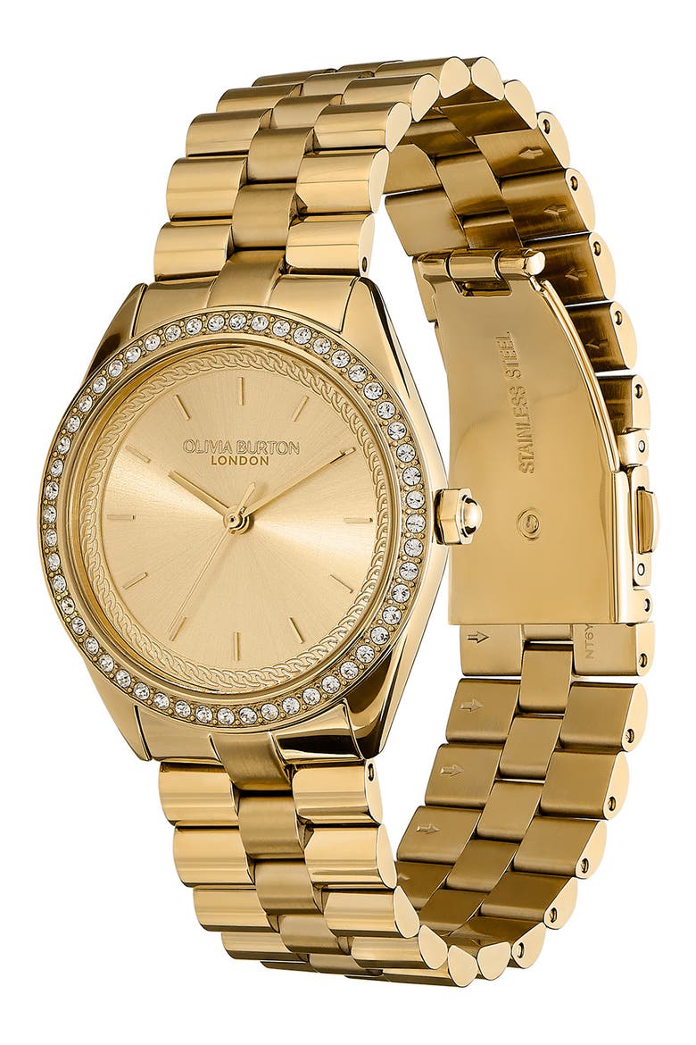 Bejewelled Bracelet Watch, 34mm, Alternate, color, GOLD