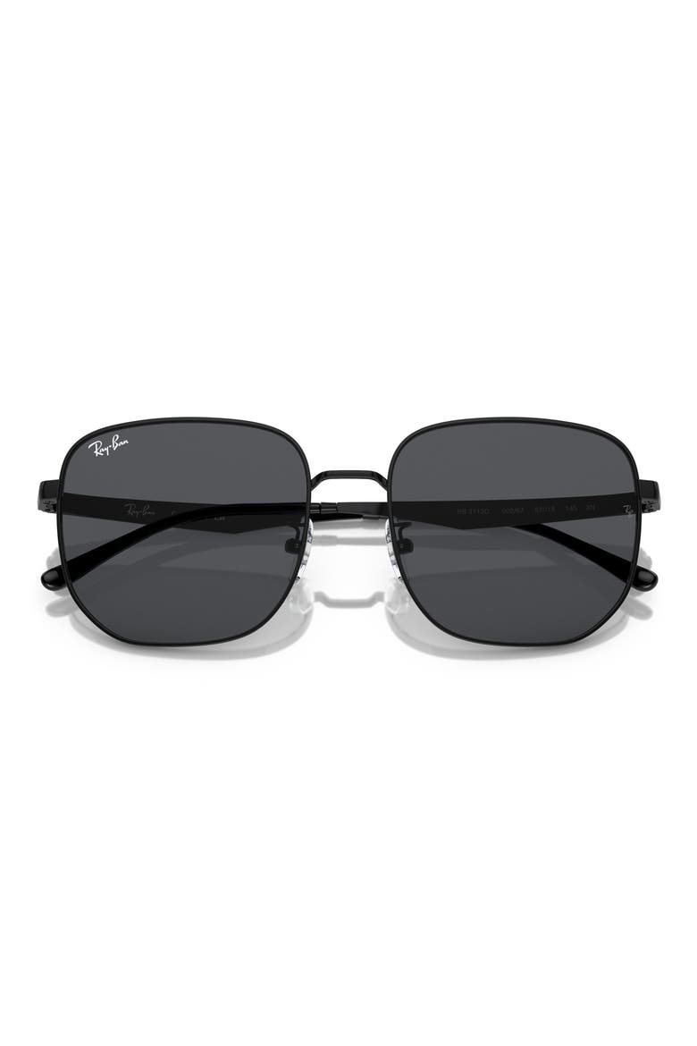 57mm Irregular Sunglasses, Alternate, color, BLACK / DARK GREY