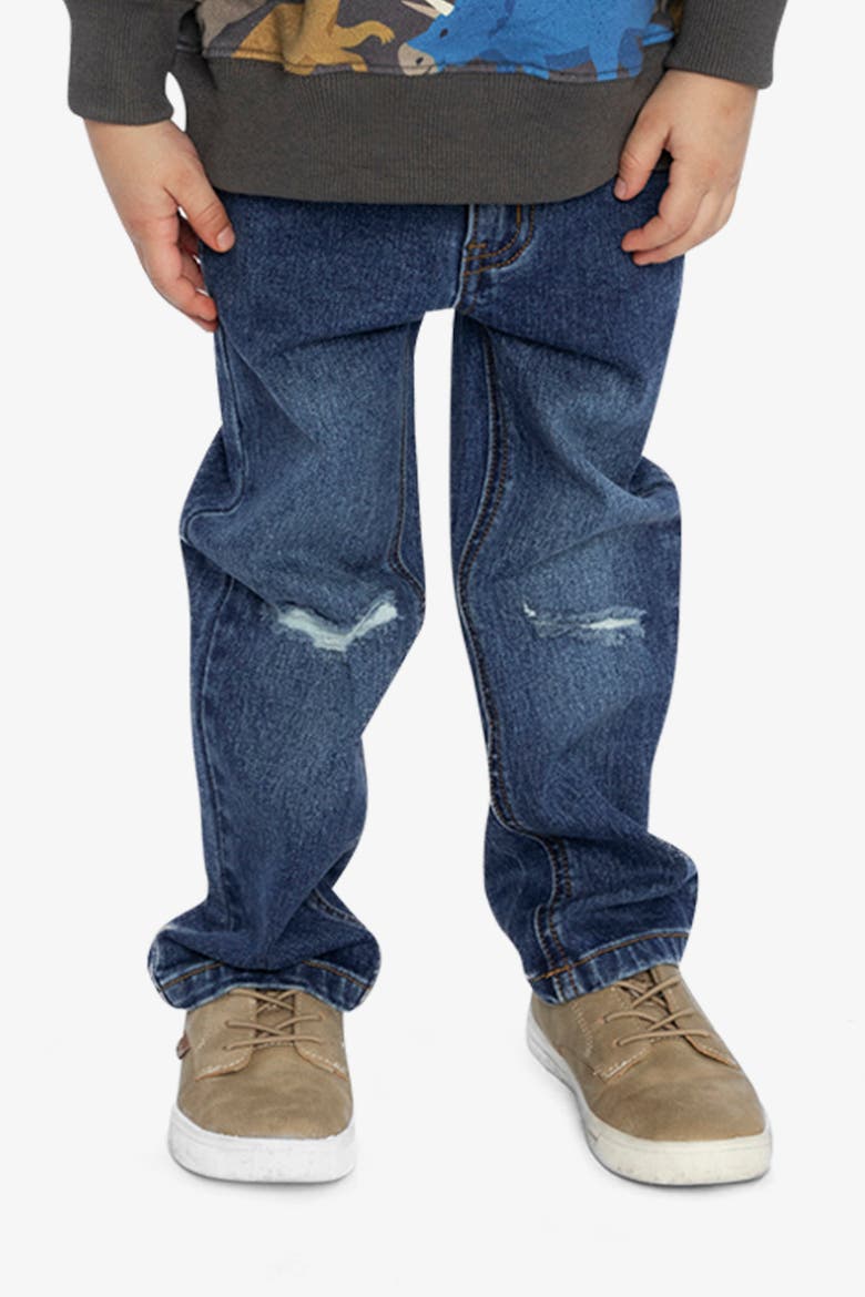 Stretch 5-Pocket Button Zip Fly Jeans, Alternate, color, Navy Blue Denim