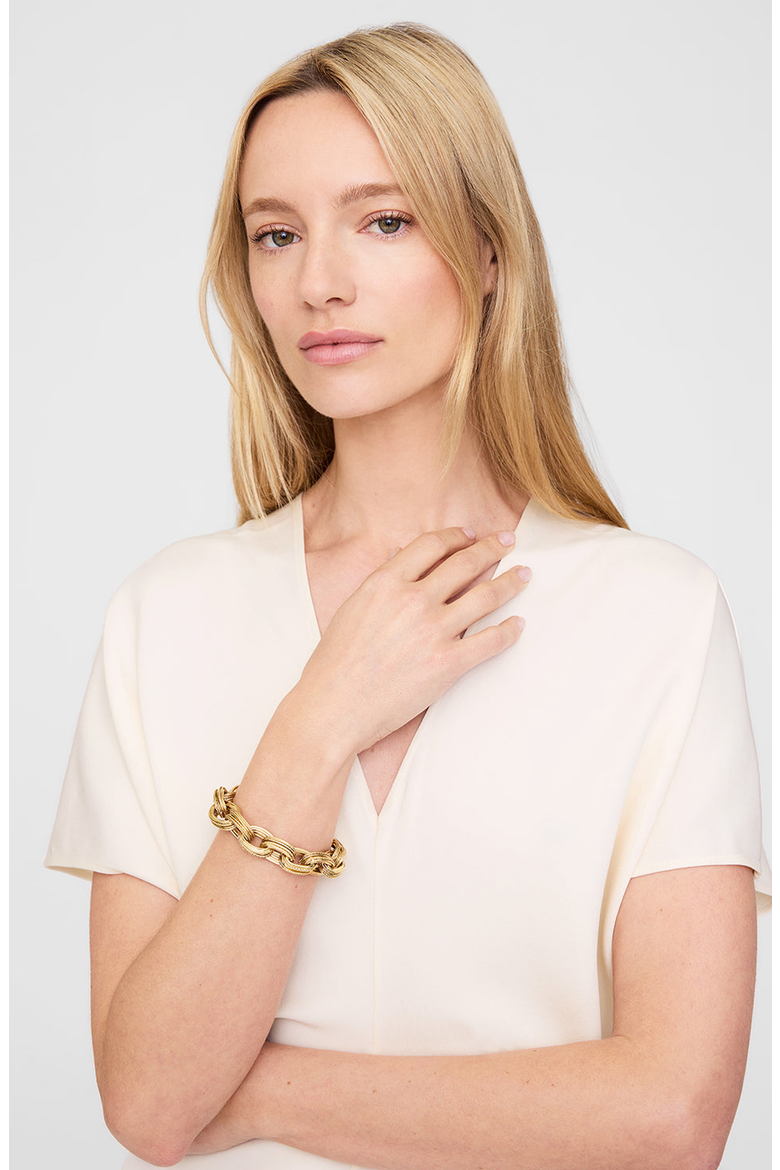Double Link Chain Bracelet, Alternate, color, Gold