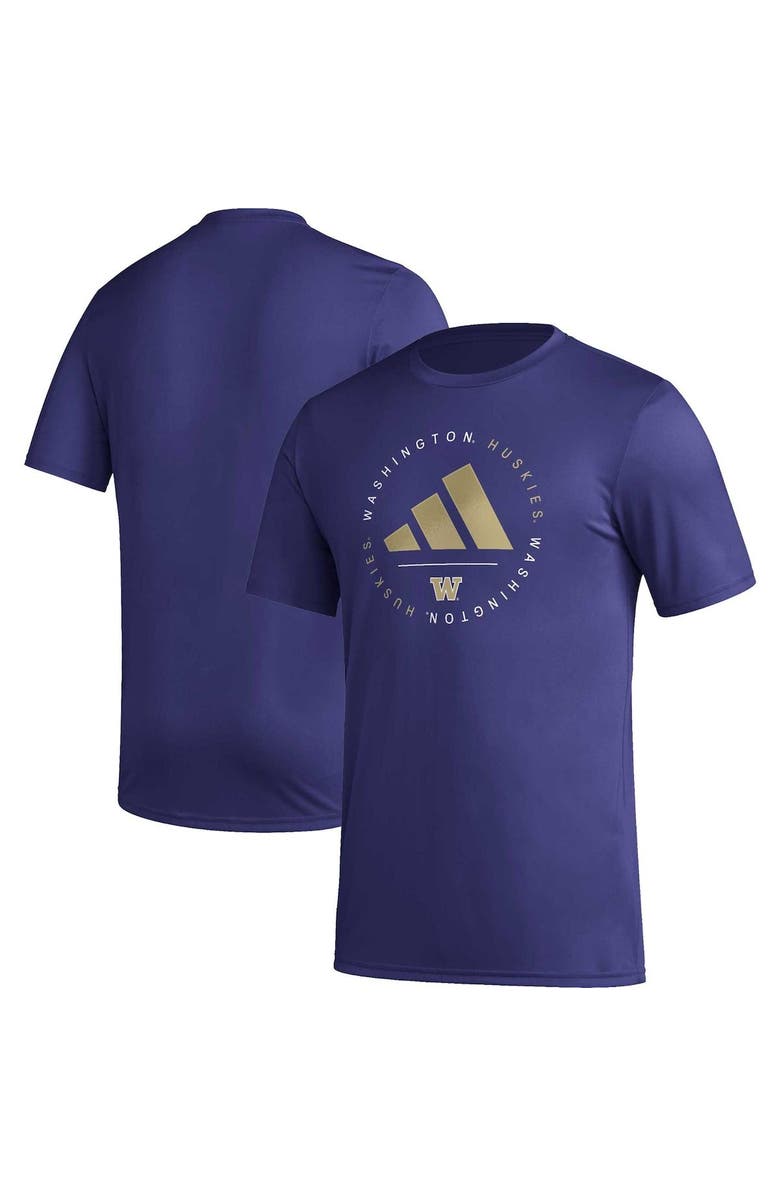 adidas Men's adidas Purple Washington Huskies Stripe Up AEROREADY Pregame T-Shirt, Alternate, color, Purple