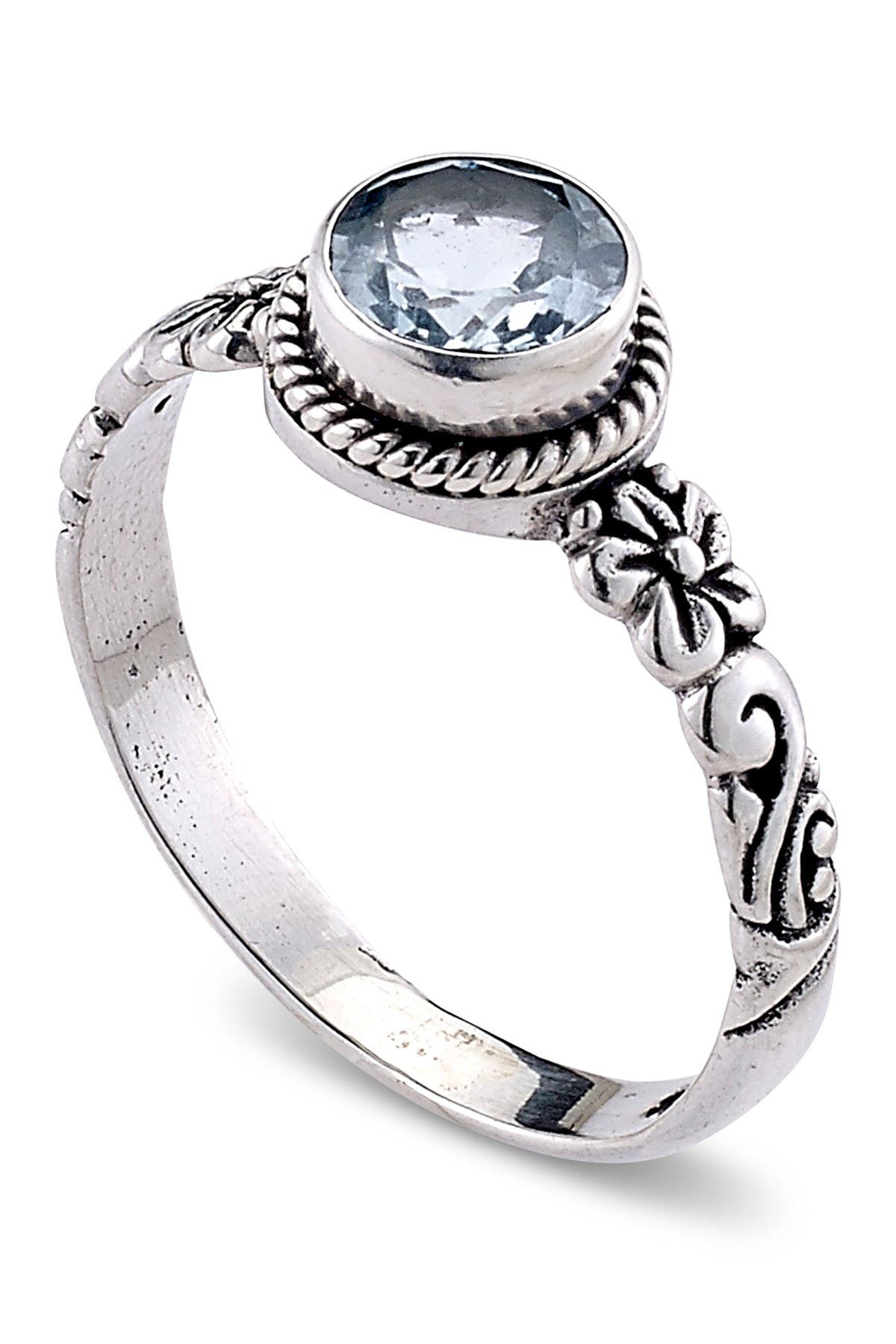 SAMUEL B. Sterling Silver Round Blue Topaz Ring