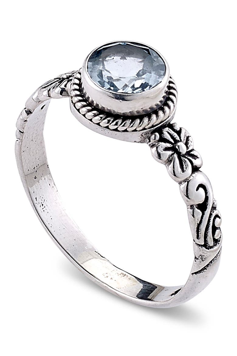 Sterling Silver Round Blue Topaz Ring, Main, color, BLUE