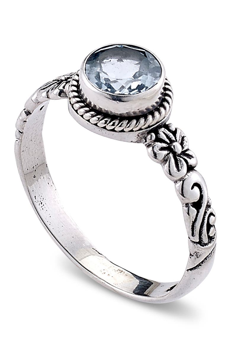 SAMUEL B. Sterling Silver Round Blue Topaz Ring, Main, color, Blue
