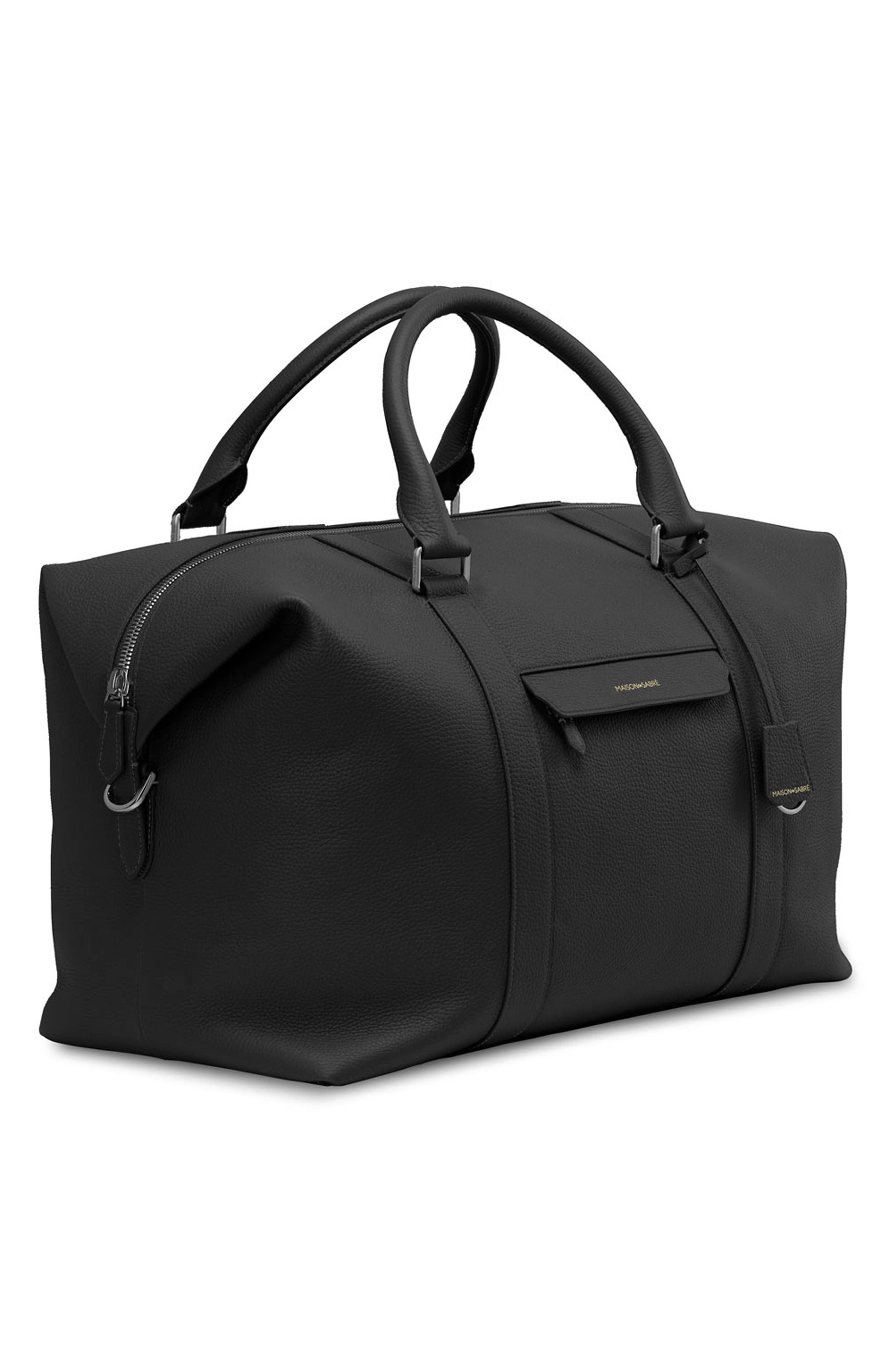 MAISON de SABRÉ Leather Duffle Bag, Alternate, color, Black Caviar
