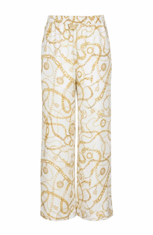 Balmain Silk Print Trousers In White