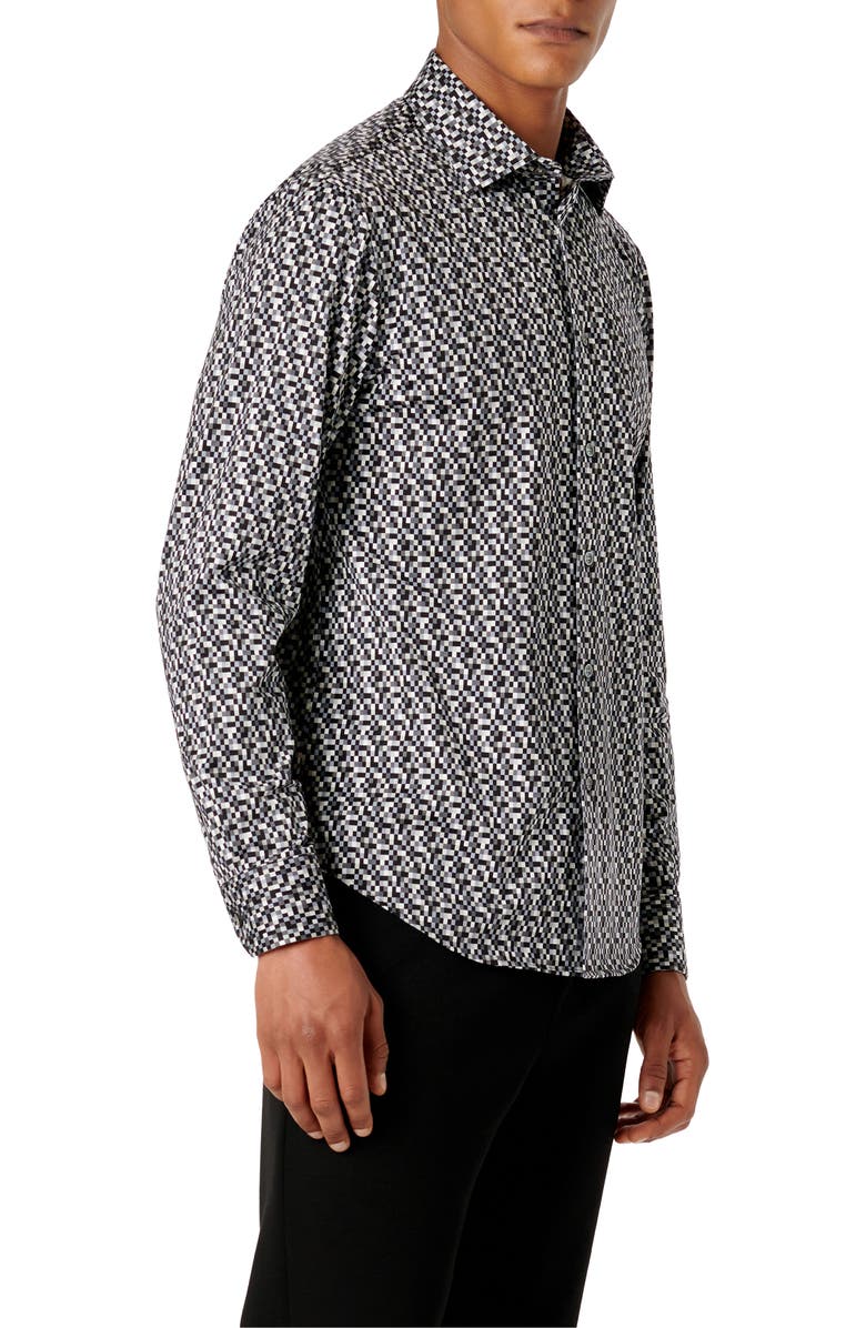 Bugatchi James OoohCotton<sup>®</sup> Geo Print Button-Up Shirt, Alternate, color, 
