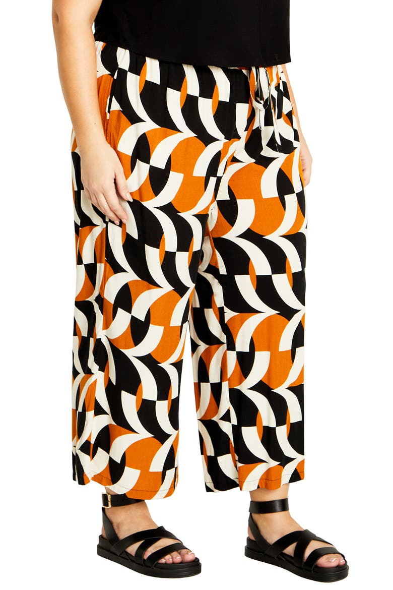 Nova Print Drawstring Ankle Wide Leg Pants, Main, color, BLACK PRINT