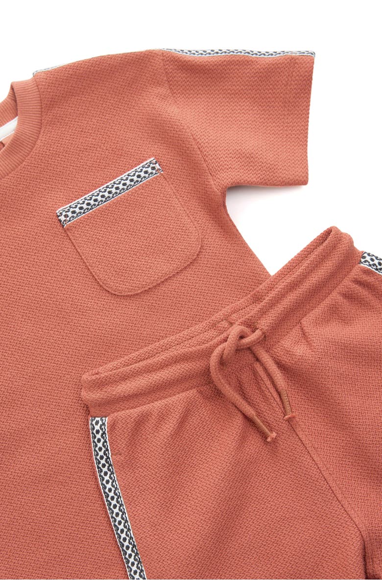 NEXT Kids' Palm Pocket T-Shirt & Drawstring Shorts Set, Alternate, color, Brown