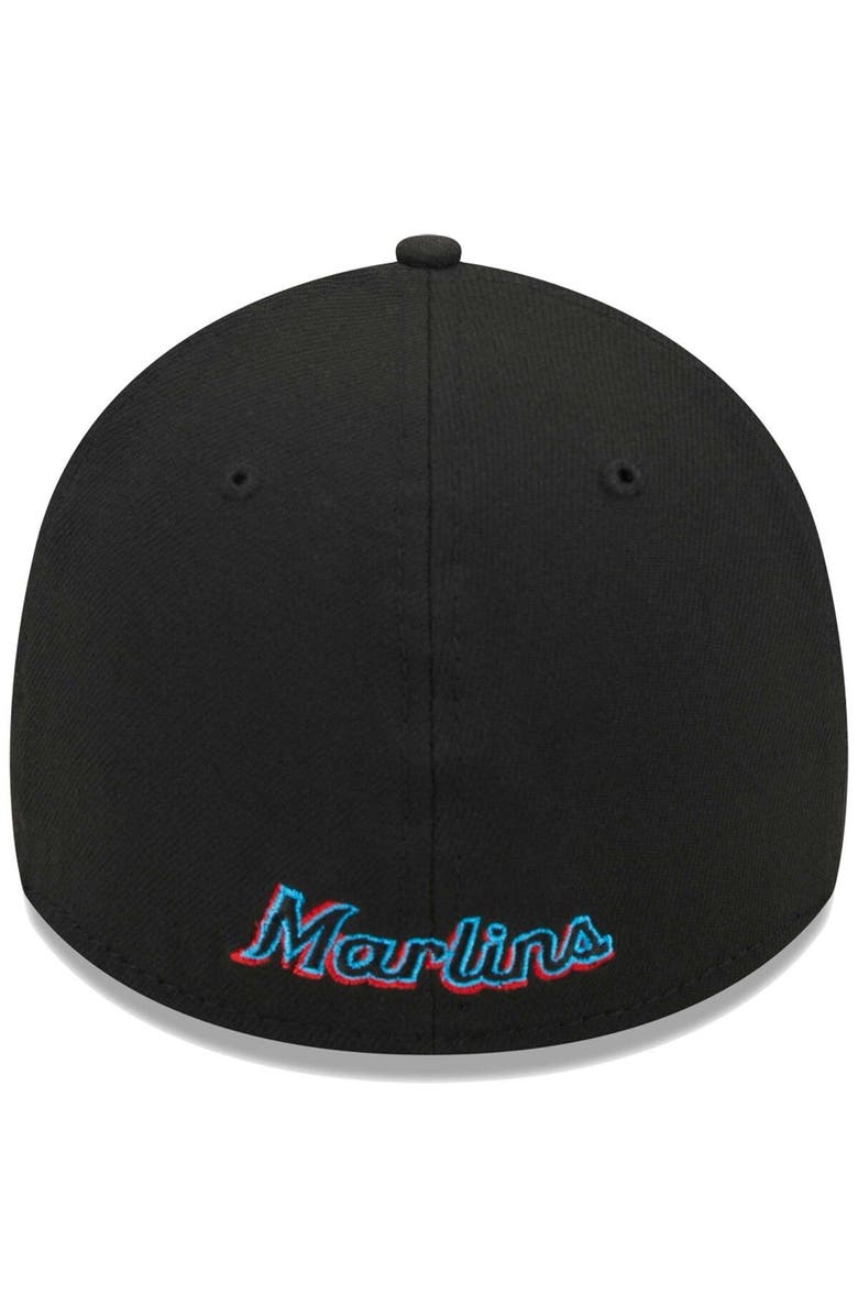 New Era Men's New Era Black Miami Marlins Logo 39THIRTY Flex Hat, Alternate, color, Black