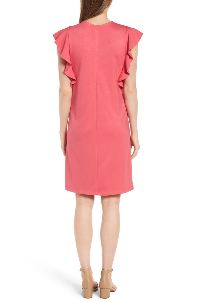 Ruffle Shoulder A-Line Dress, Alternate, color, CORAL