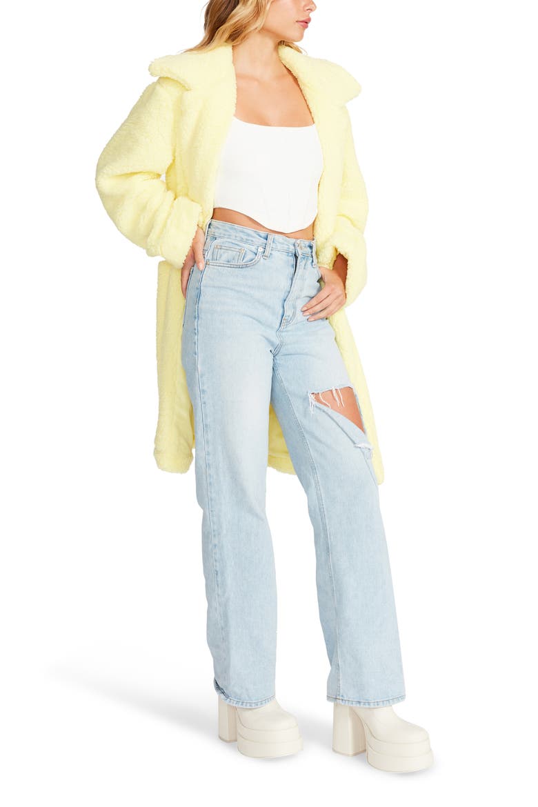 Faux Fur Long Coat, Alternate, color, ELFIN YELLOW
