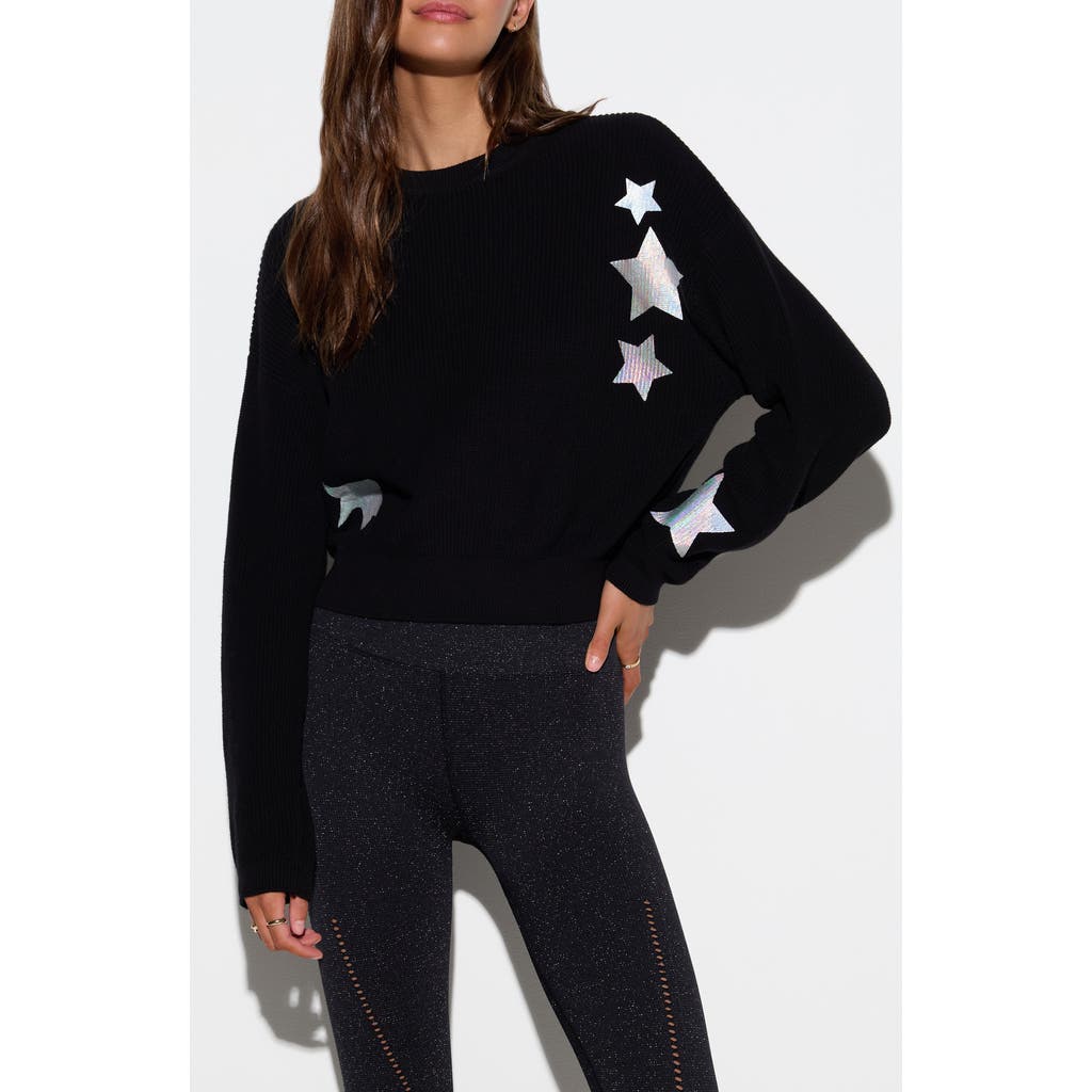 Spiritual Gangster Stars Tate Cotton Crop Sweater In Black