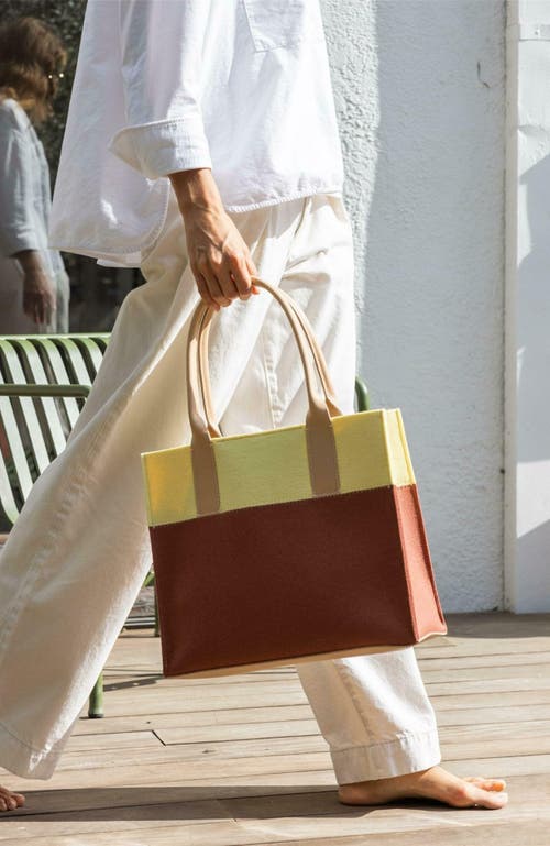 Graf & Lantz Graf Lantz Jaunt Merino Wool Midi Tote In Terracotta/limoncello