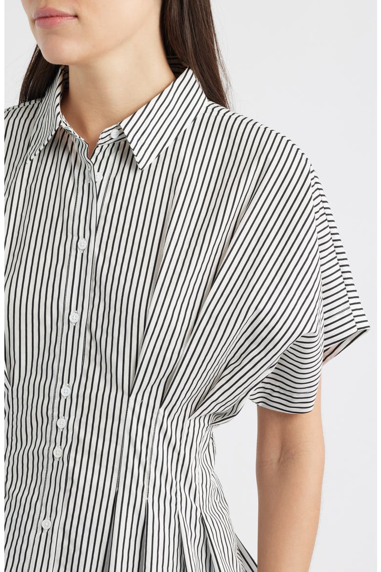 Pleat Waist Dolman Shirt, Alternate, color, RICH BLACK STRIPE