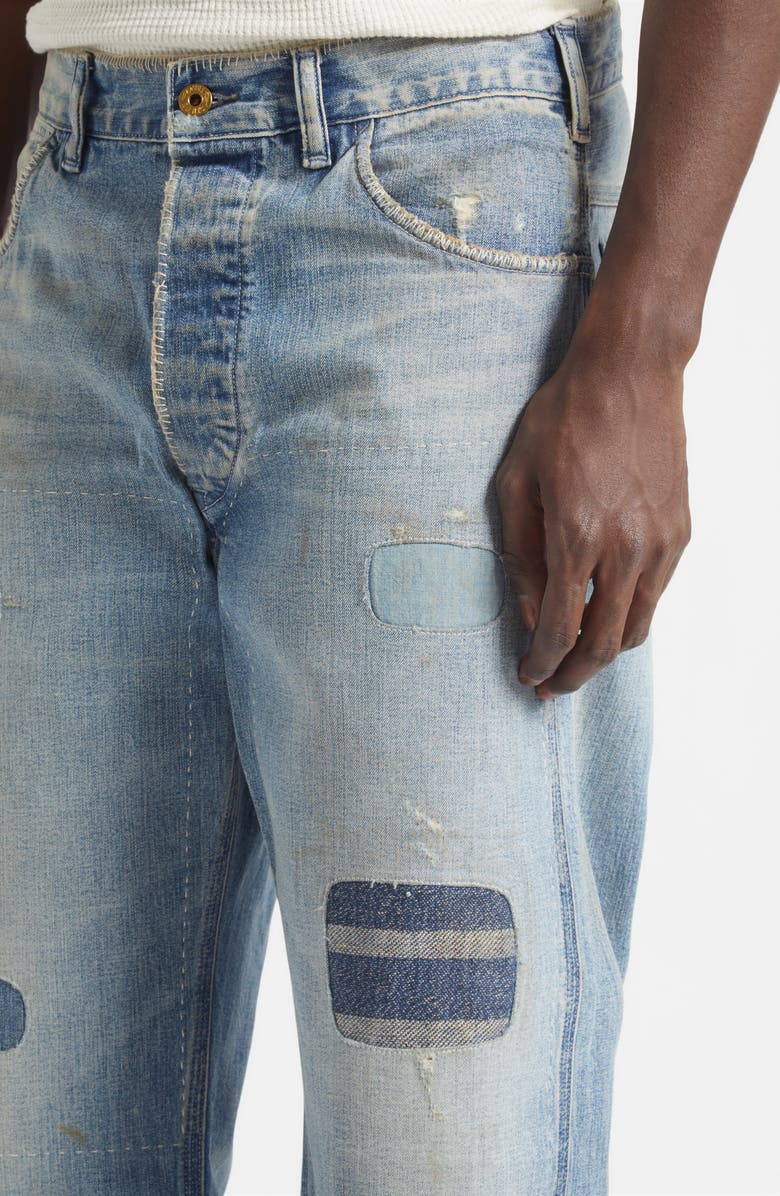 Double RL Relaxed Fit Repaired Carpenter Jeans, Alternate, color, Earlstone Wash