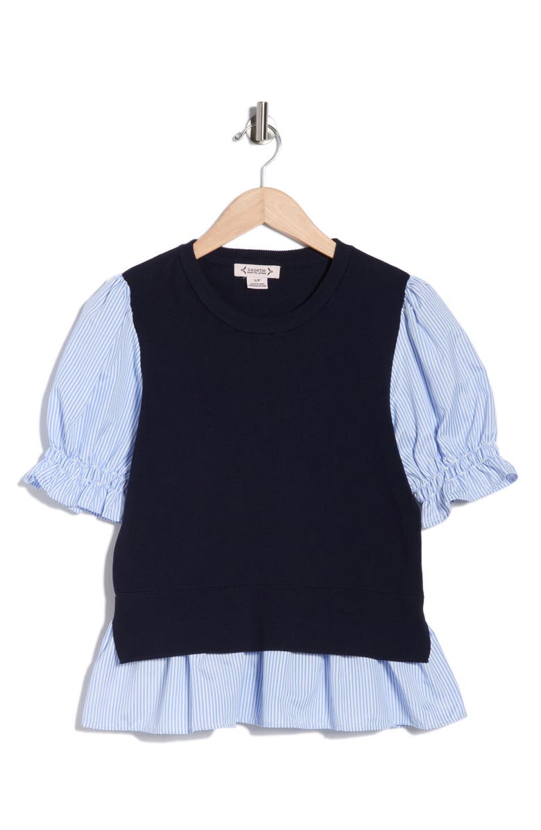 Nanette Lepore Twofer Sweater, Main, color, Nanette Navy