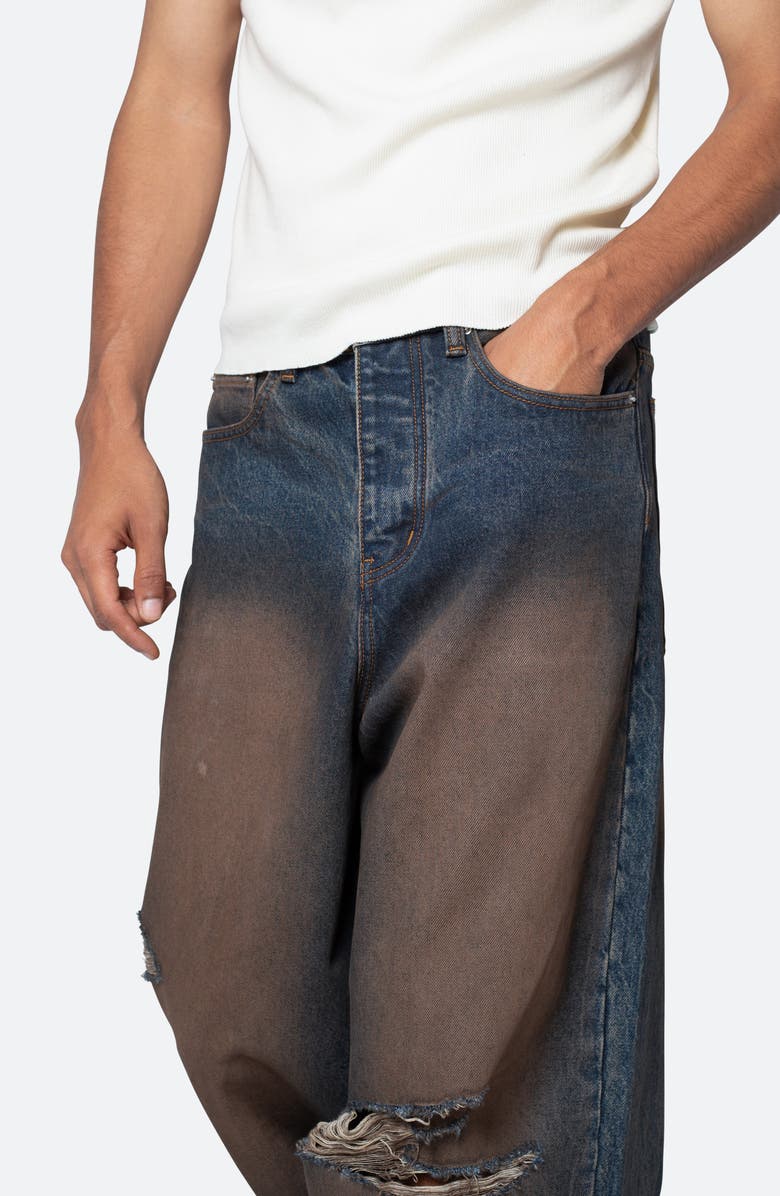 mnml Baggy Rave Ripped Wide Leg Jeans, Alternate, color, Rust