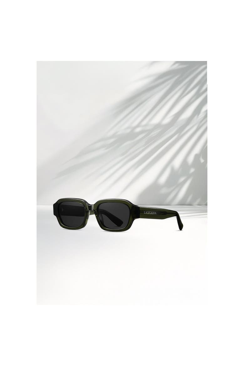 Small Rectangular Sunglasses, Alternate, color, Dark Green