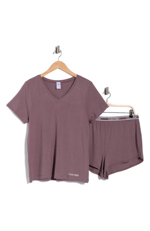 V-Neck T-Shirt & Shorts 2-Piece Pajama Set