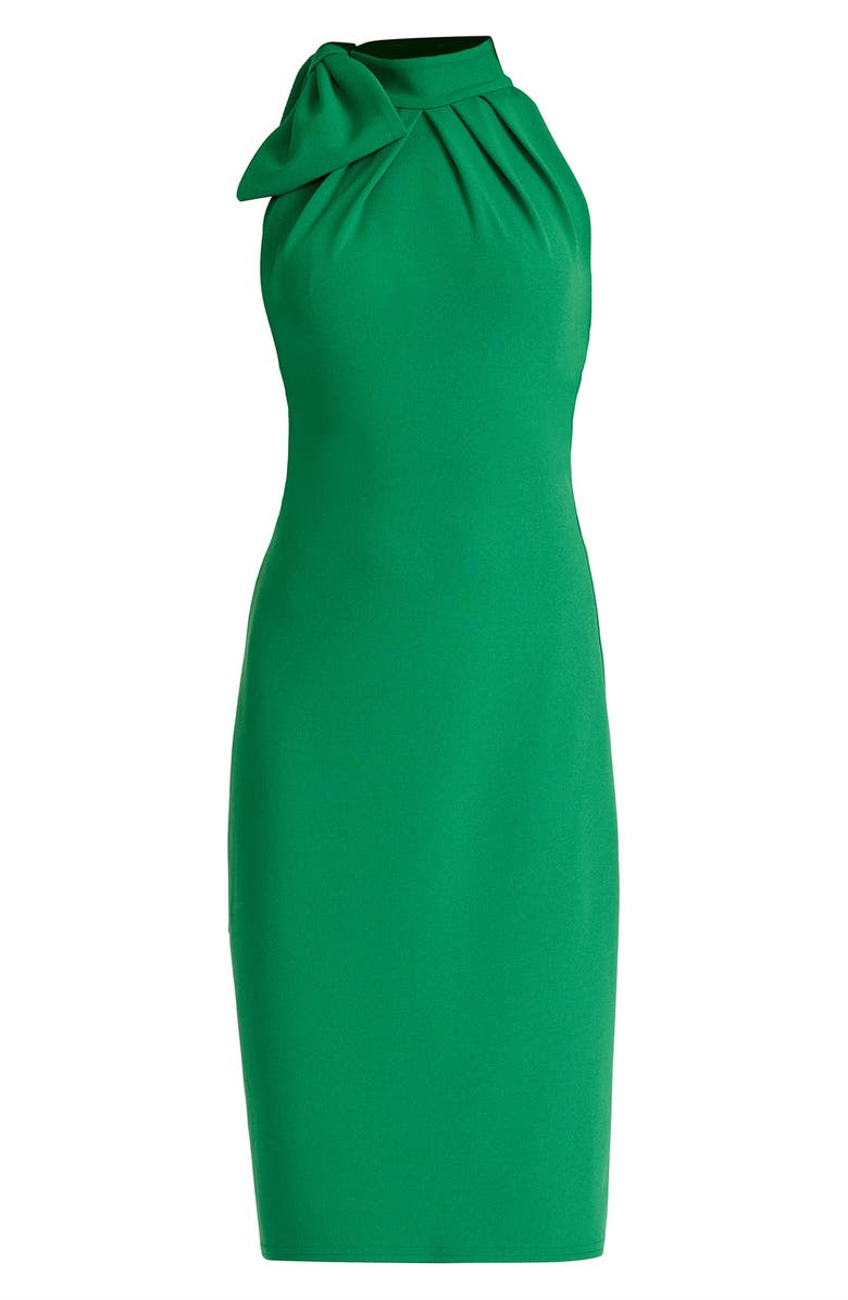 Tadashi Shoji Tie Neck Sleeveless Crepe Cocktail Dress, Alternate, color, Bamboo