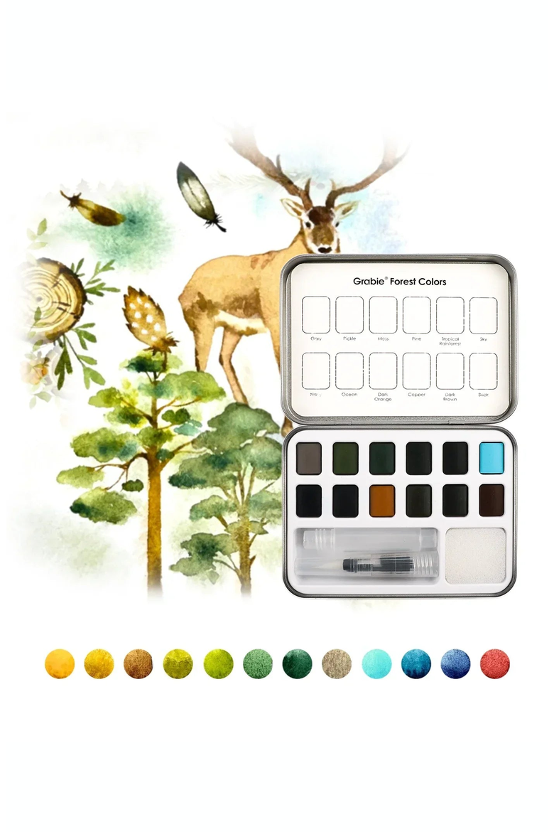 Forest Themed Watercolor Coloring Club Box, Alternate, color, Forest-Themed
