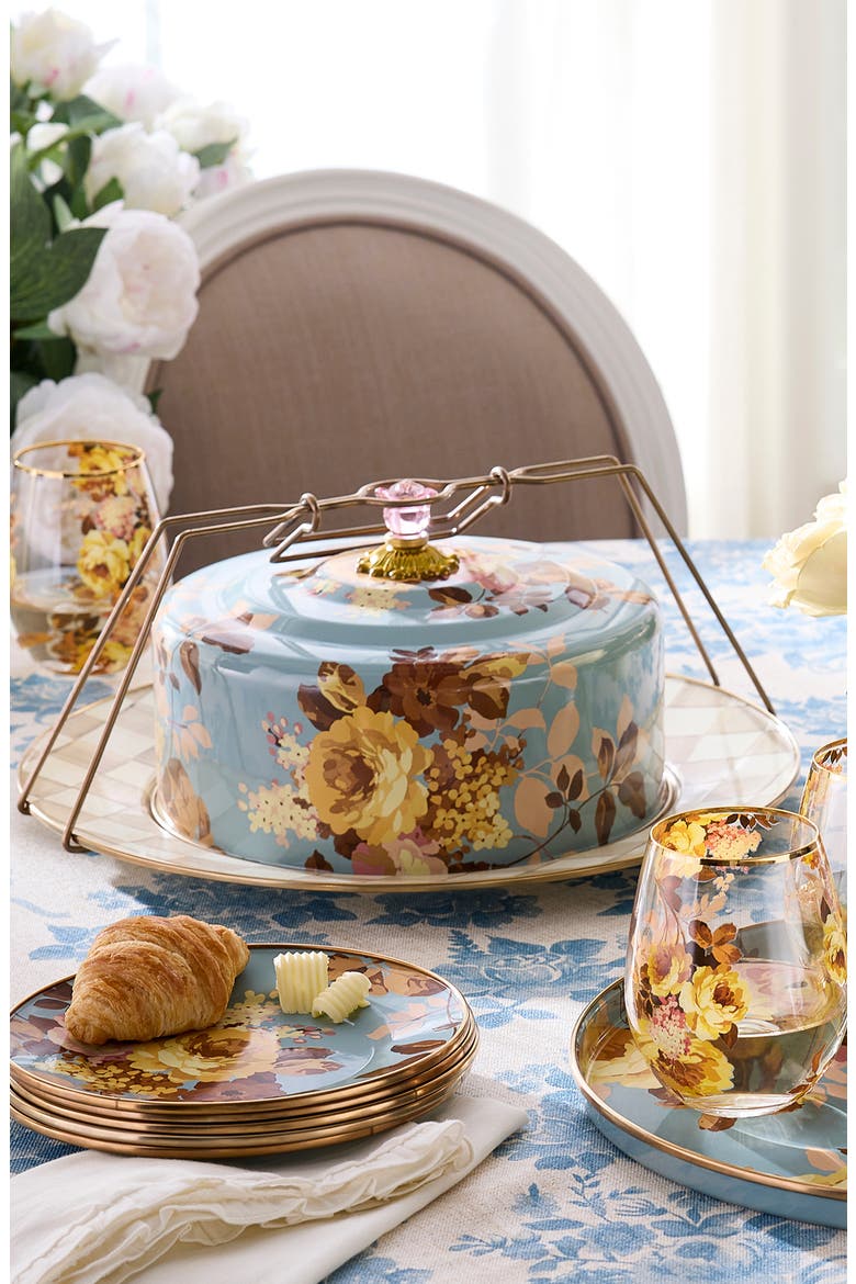 Wild Rose Slate Enameled Steel Cake Carrier, Alternate, color, BLUE