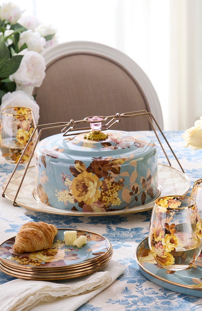 MACKENZIE CHILDS Wild Rose Slate Enameled Steel Cake Carrier, Alternate, color, Blue
