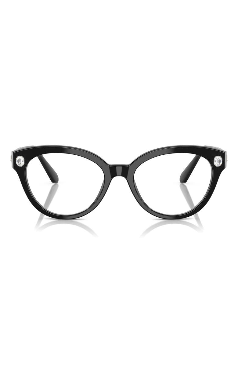 Swarovski 52mm Round Optical Glasses, Main, color, Black
