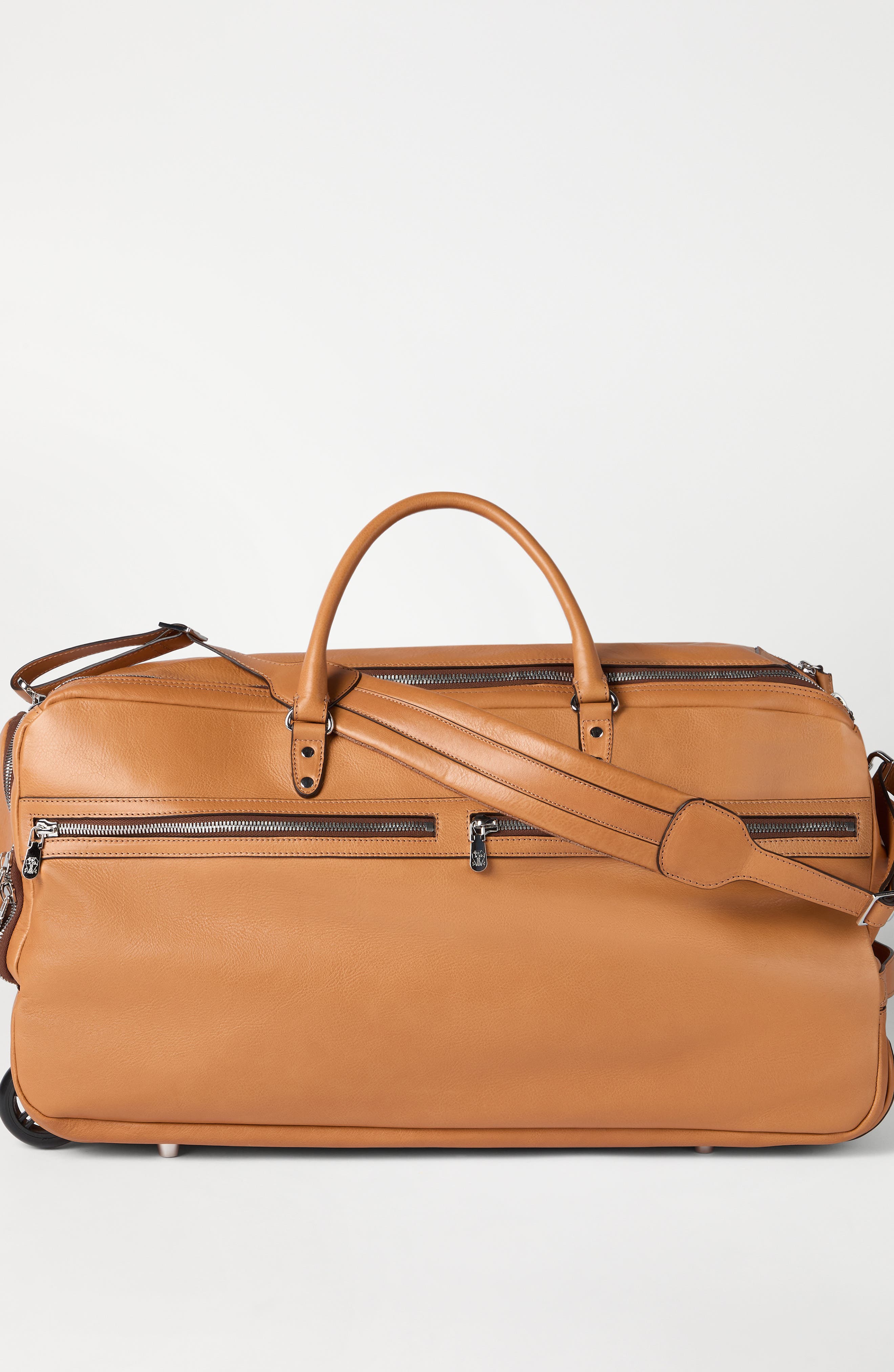 Brunello Cucinelli Cowhide trolley bag, Alternate, color, Cognac