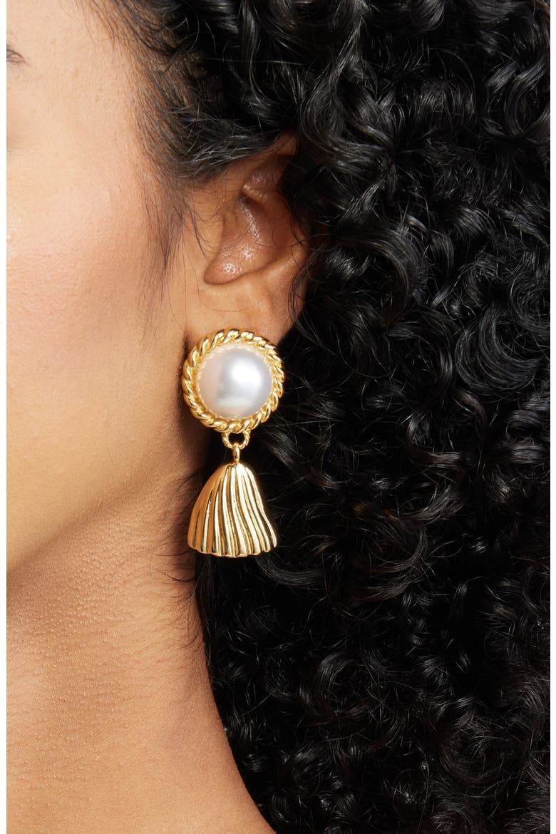 Belle Drop Earrings, Alternate, color, GOLD/ WHITE