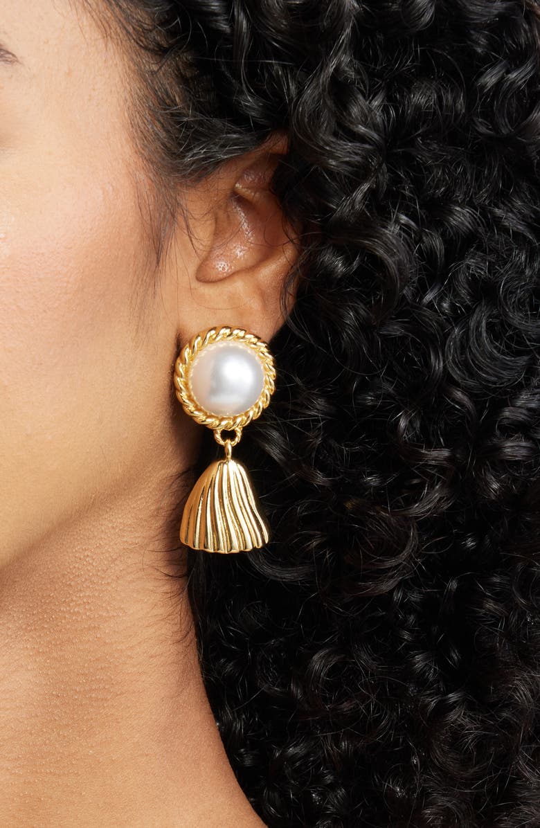 FRASIER STERLING Belle Drop Earrings, Alternate, color, Gold/ White