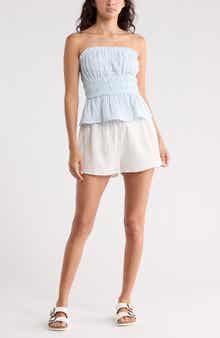 Abound Strapless Ruffle Gauze Top