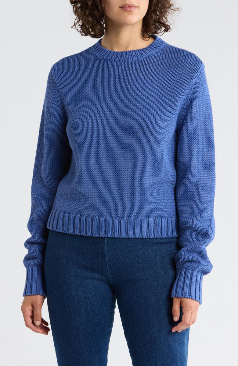 Madewell Solid Relaxed Cotton Sweater, Main, color, Blue Iris