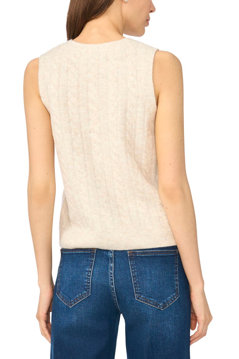 Cable Knit V-Neck Sweater Vest, Alternate, color, MALTED